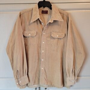 Vintage Kingsport Tan Camel Corduroy Long Sleeve Button Up Shirt